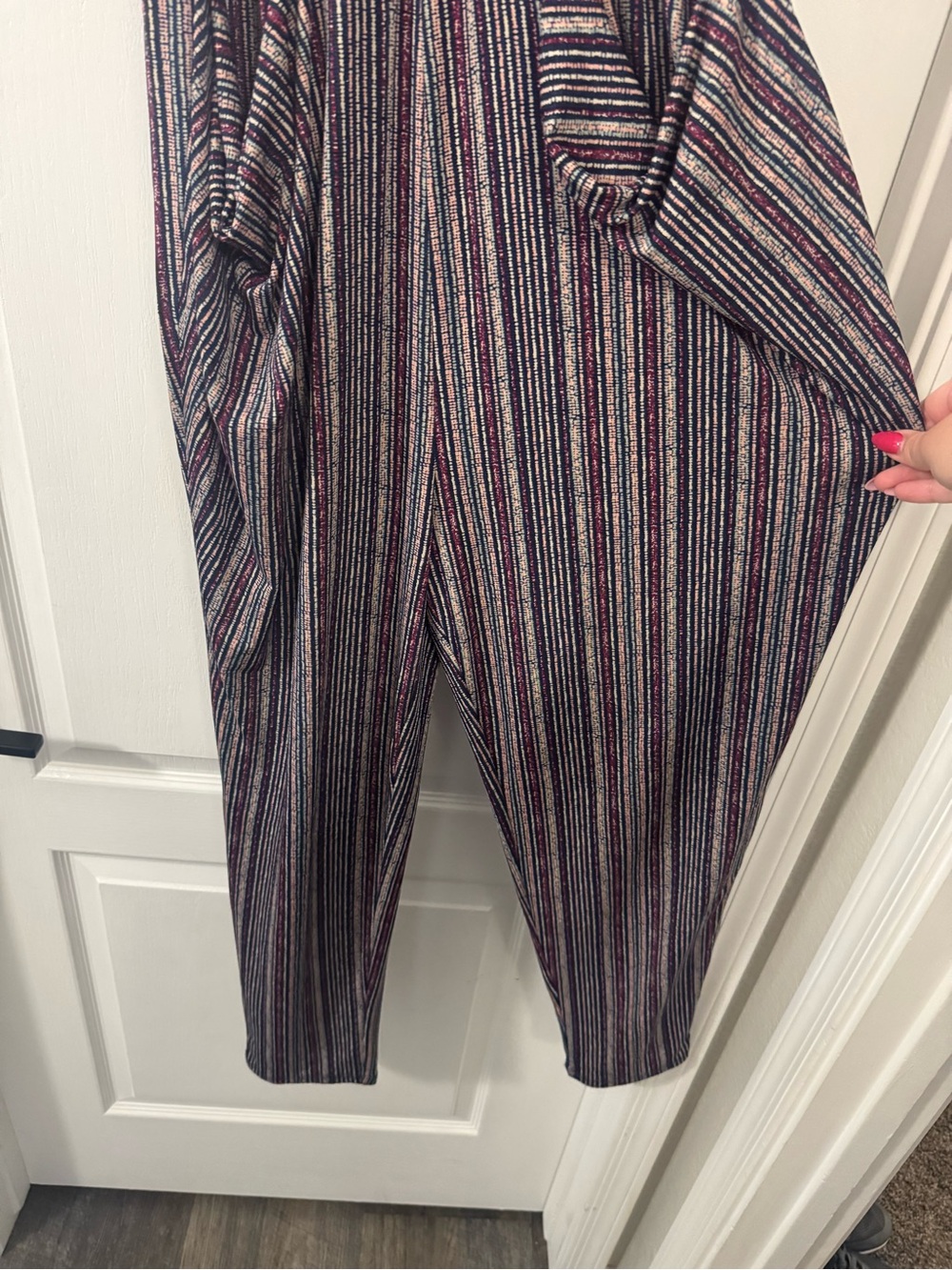 BCBGeneration Striped Pull On Jumpsuit in Navy and Pink - Picture 3 of 10